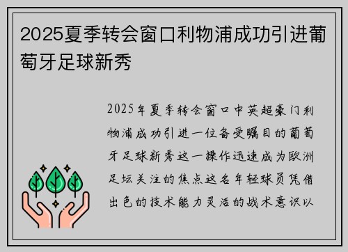 2025夏季转会窗口利物浦成功引进葡萄牙足球新秀 2025夏季转会窗口利物浦成功引进葡萄牙足球新秀